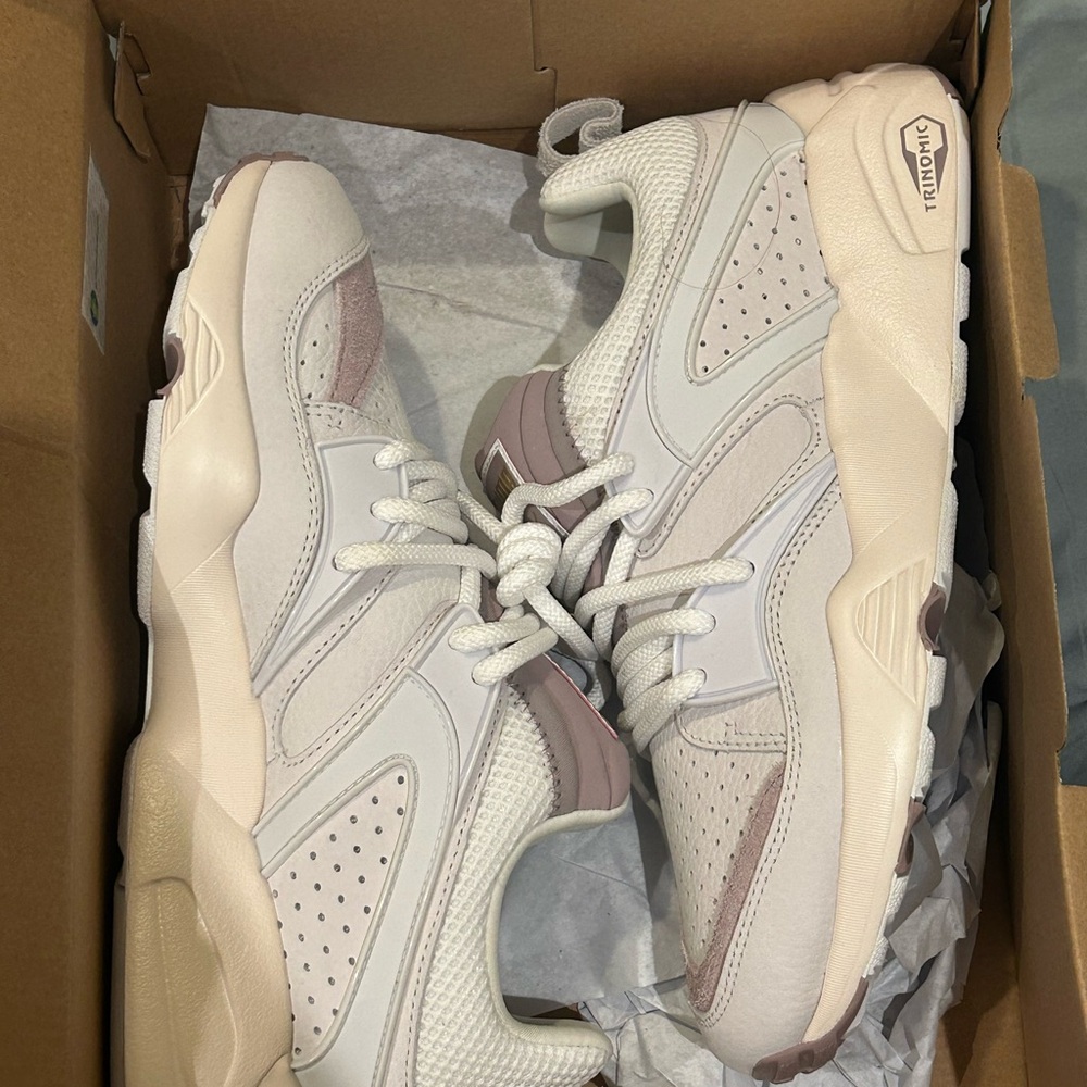 Puma White and Tan Sneakers